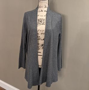 Claudia Nichole Women's Silk and Cashmere Grey Open Cardigan Sweater  Size XL